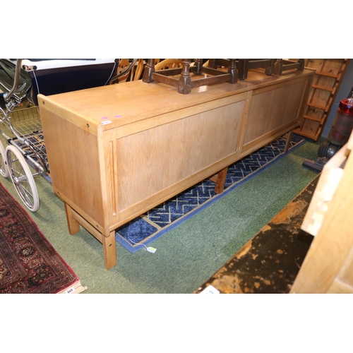 470 - Mid Century Oak Long sideboard with sliding doors 200cm in Length