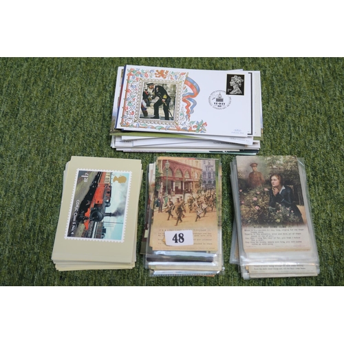 48 - Large Collection of Victorian and later postcards to include some military and railway related subje... 