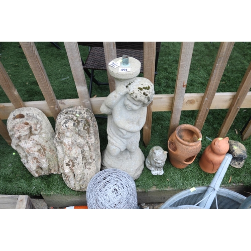 491 - Collection of assorted Concrete Statuary