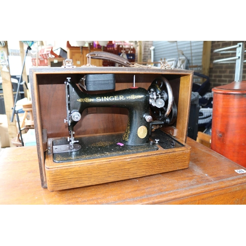 514 - Oak Cased Singer Sewing machine