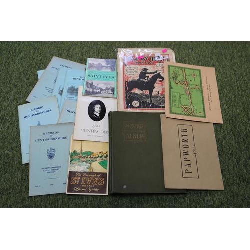 59 - Quantity of Huntingdonshire related  books & pamphlets to include St Ives, Papworth Scrapbook of pho... 