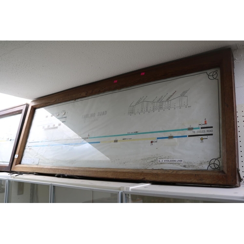 66 - Vintage framed railway signal box points diagram taken from Harling Road (Norfolk) on the Breckland ... 