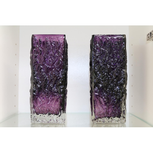 78 - Pair of 1960s Whitefriars style purple bark vases.