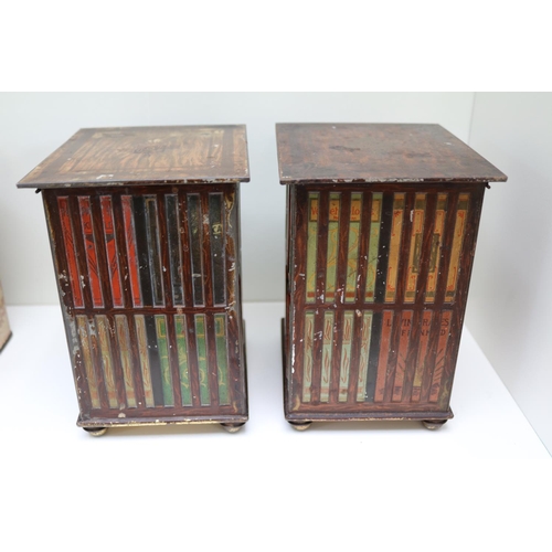 89 - Pair of antique Huntley & Palmers biscuit tins in the form of revolving bookcases.