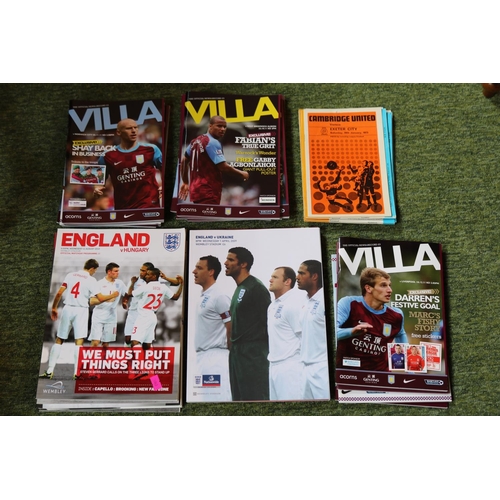 310 - Collection of assorted England, Aston Villa, Cambridge United and other football programmes and a co... 