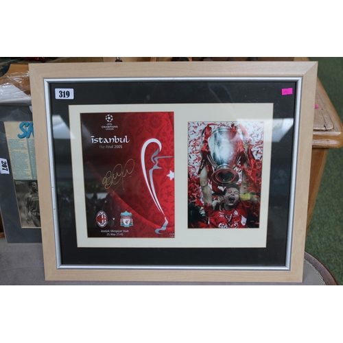 319 - Framed Istanbul The Final 2005 AC Milan and Liverpool 25th May 21.45 Signed by Steven Gerard