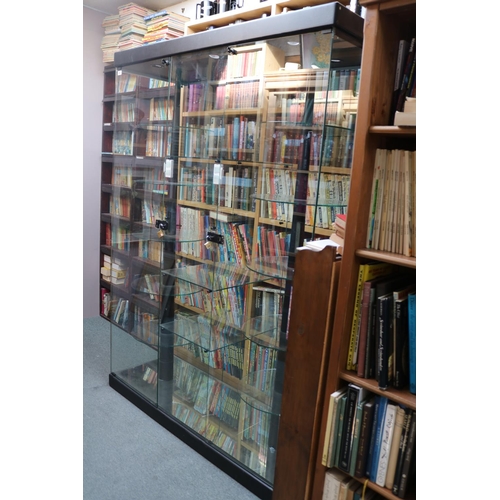 411 - Large Glazed shop display cabinet 140 Width x 198 Height Depth 50cm will need taking apart to move