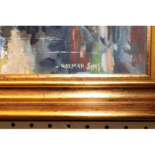 108 - Norman Sims Oil on board of a Venetian canal scene in gilt frame 27 x 36cm