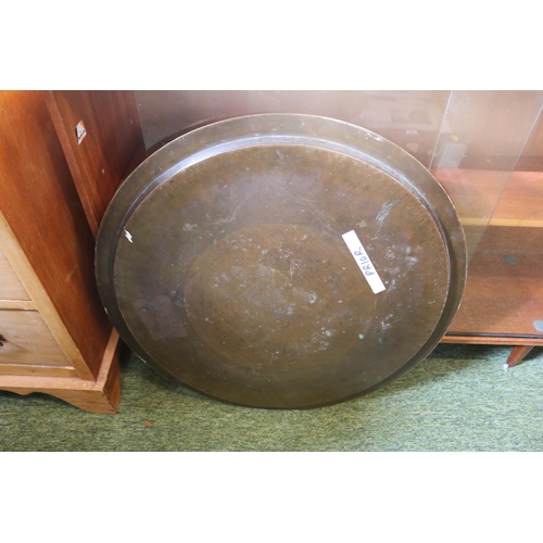 104 - Large Brass Persian Salver with engraved decoration 67cm