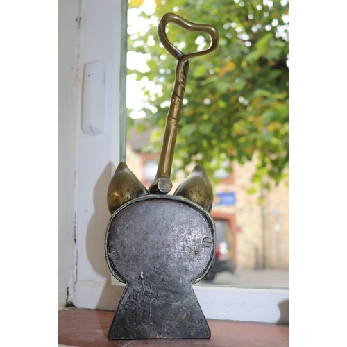 38 - Brass fox Hunting design door stop with cast iron base 37cm in height