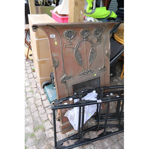 504 - Art Nouveau Style Cast Iron Fire surround and parts