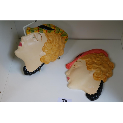 75 - 2 Art Deco Style wall plaques 18cm in Height