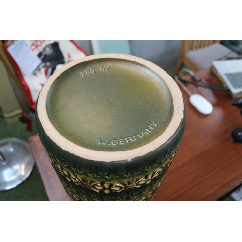 93 - Tall West German Umbrella vase of green ground