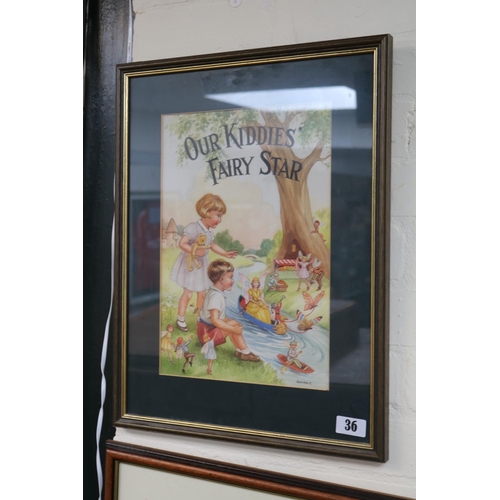 75 - G M Holt 'Our Kiddies Fairy Star' watercolour illustration 36 x 25cm mounted and framed