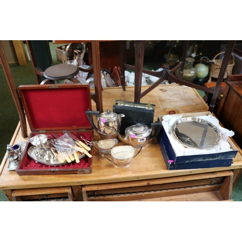 100 - Good Collection of assorted Silver plated Mappin & Webb salver, Edwardian Silver plated 4 piece tea ... 