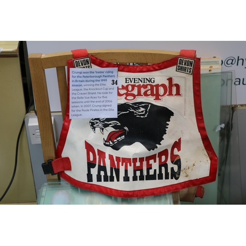 112 - Local Interest; Peterborough's Panthers Devon Shirts Bib - Crump won the treble riding for Peterboro... 