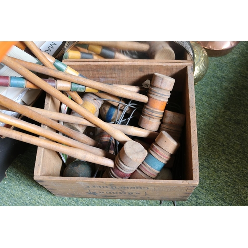 171 - Vintage Croquet set with Hoops and ball