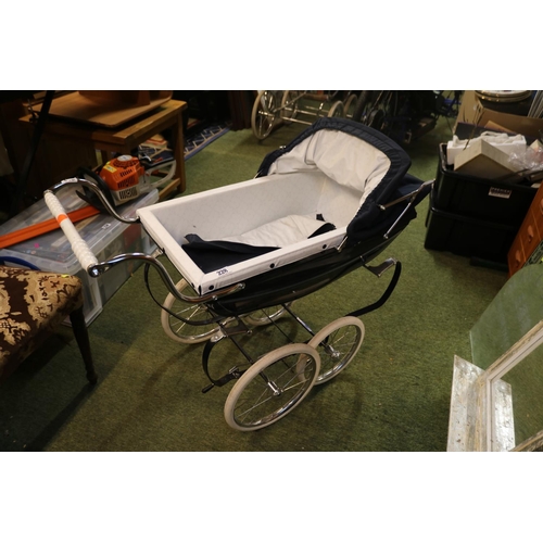 198 - Handmade Silver cross Coach built pram dolls