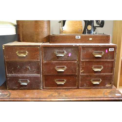 200 - Set Mahogany Chests of 3 drawers with brass index drawers