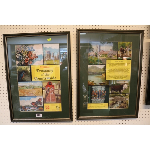 227 - 2 Framed Watercolour original Shell book covers 'Treasury of the Countryside by John Baker