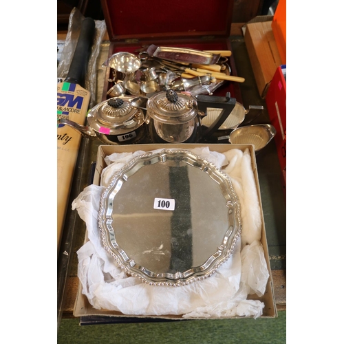 100 - Good Collection of assorted Silver plated Mappin & Webb salver, Edwardian Silver plated 4 piece tea ... 