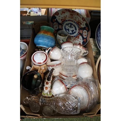 144 - Box of assorted ceramics to include Royal Grafton Majestic, Beswick Ware vase, Imari Plate etc