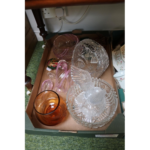 155 - 2 boxes of assorted Glassware and Ceramics inc. Johnson Brothers Eternal Beau etc