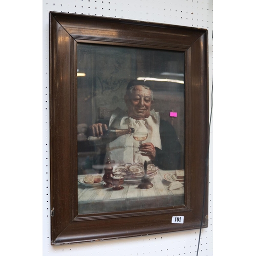 161 - Framed print of a man drinking and eating marked B J Boks