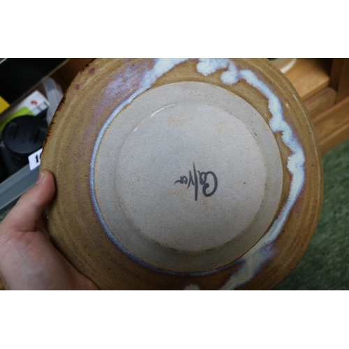 166 - John Calver Studio Pottery Plate, Studio Pottery Mug and a Two Handled Chinese design vase