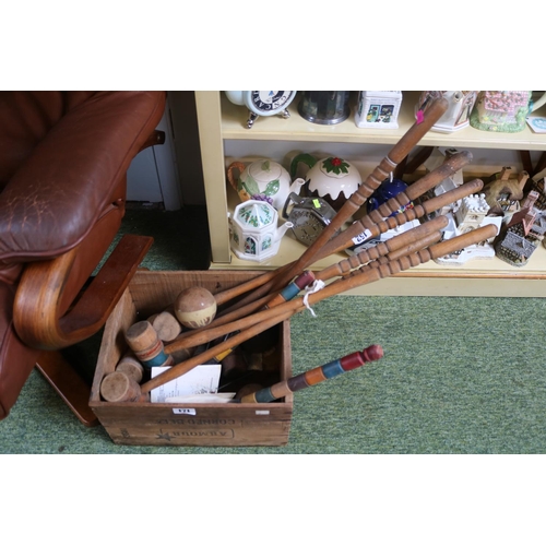 171 - Vintage Croquet set with Hoops and ball