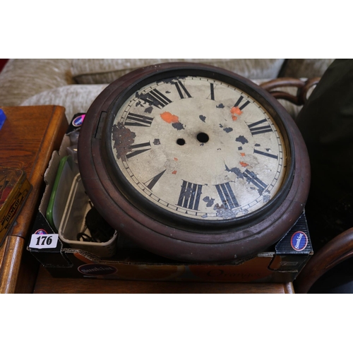 176 - Antique School Clock with assorted parts