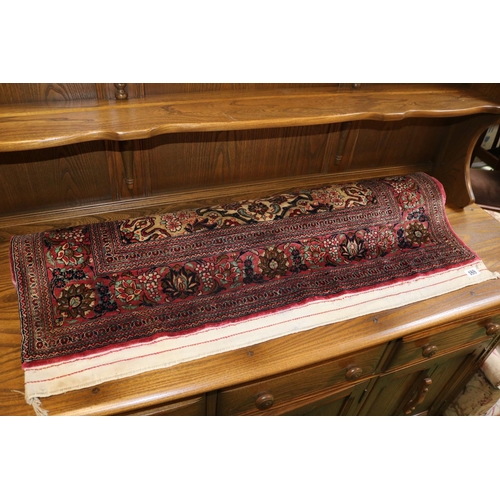 188 - Good quality Red Ground Persian Silk Rug with central medallion and floral borders and tassel end 17... 