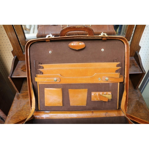 214 - Brown Leather Travelling case with Brass fittings