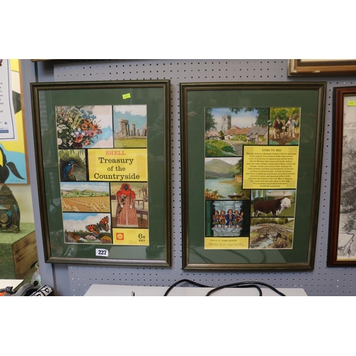 227 - 2 Framed Watercolour original Shell book covers 'Treasury of the Countryside by John Baker