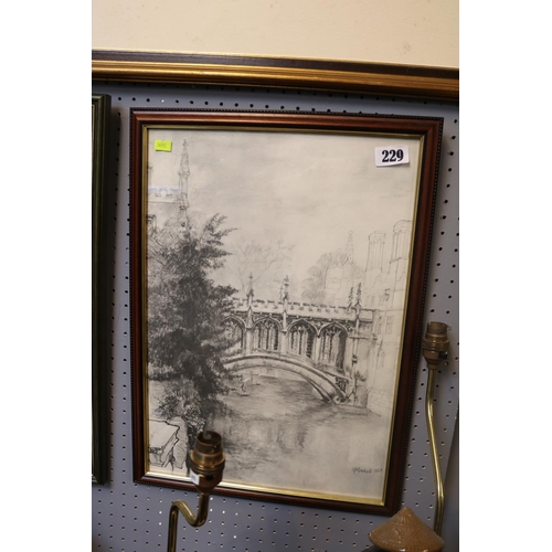 229 - W J Maskell Framed Print of the Bridge of Sighs, St johns College Cambridge