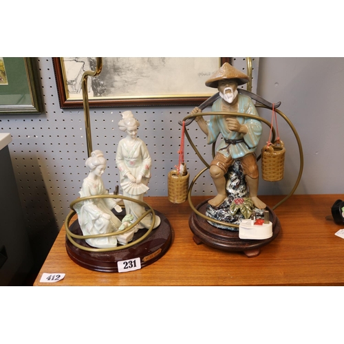 231 - 2 Japanese figural table lamps