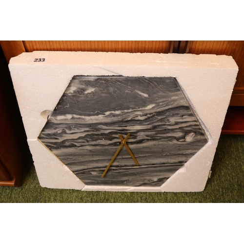 233 - Libra Hexagonal Natural Grey Marble Wall clock