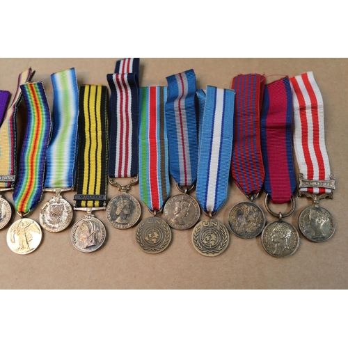 254 - collection of Military Medal Miniatures to include The George Medal, Civilisation Medal, Gulf Medal ... 