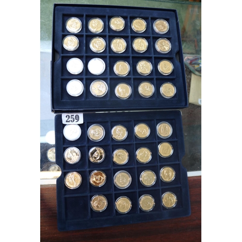 259 - The US Gold Plated Presidential Dollar Coin collection Comprising of 39 Coins with certificates