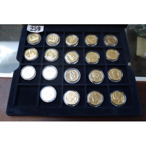 259 - The US Gold Plated Presidential Dollar Coin collection Comprising of 39 Coins with certificates