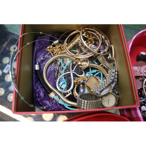 272 - 2 Boxes of assorted Jewellery inc. Bangles, Bracelets, Poljot wristwatch, Timex etc