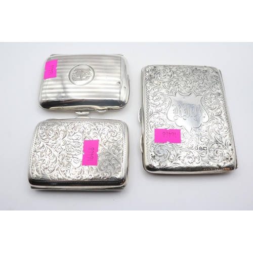 349 - Chester Silver Travelling card and writing case and 2 Silver Cigarette cases 236g total weight