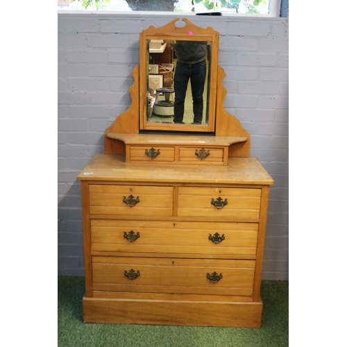 370 - Edwardian Satinwood Dressing table with mirror back and brass drop handles