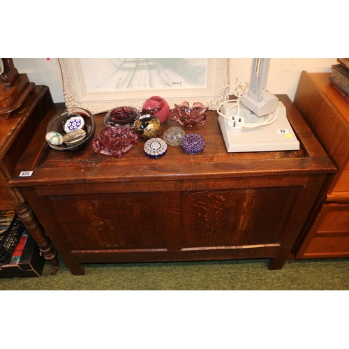 375 - Late 19thC Oak Panelled Coffer on straight legs