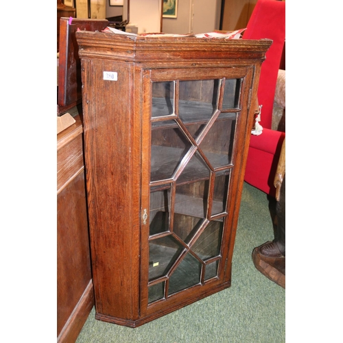 380 - Oak Astragal Glazed Wall corner unit with shelves to interior