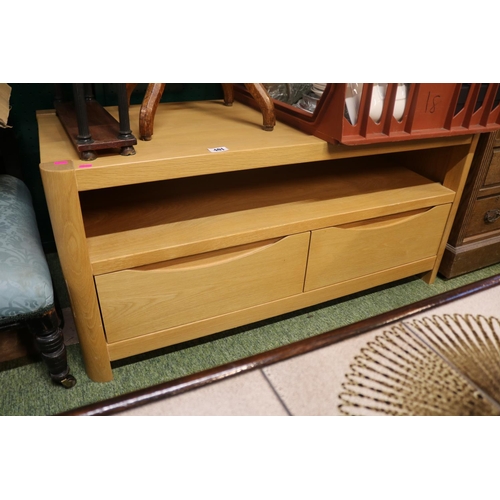 401 - Light Oak Media stand with 2 drawers to base