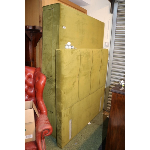 409 - Green Suede Double Headboard and divan base