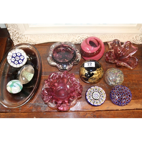 72 - Collection of assorted Art Glass & Paperweights to include Isle of Wight, Whitefriars etc