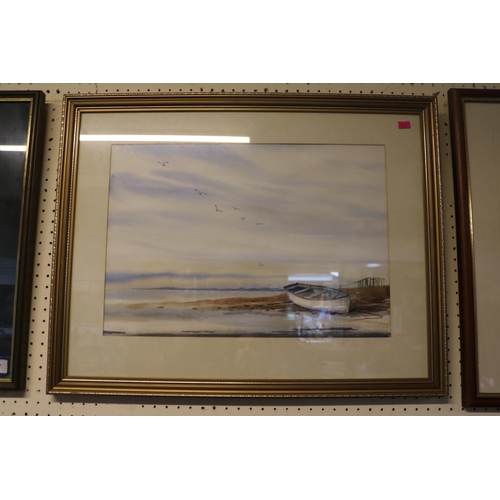 77 - 'Dawn, Tyne near Bardon Mill' & A coastal scene signed by Geoffrey Lockey