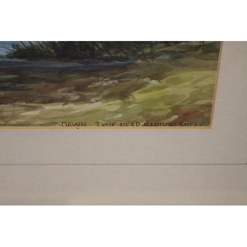 77 - 'Dawn, Tyne near Bardon Mill' & A coastal scene signed by Geoffrey Lockey